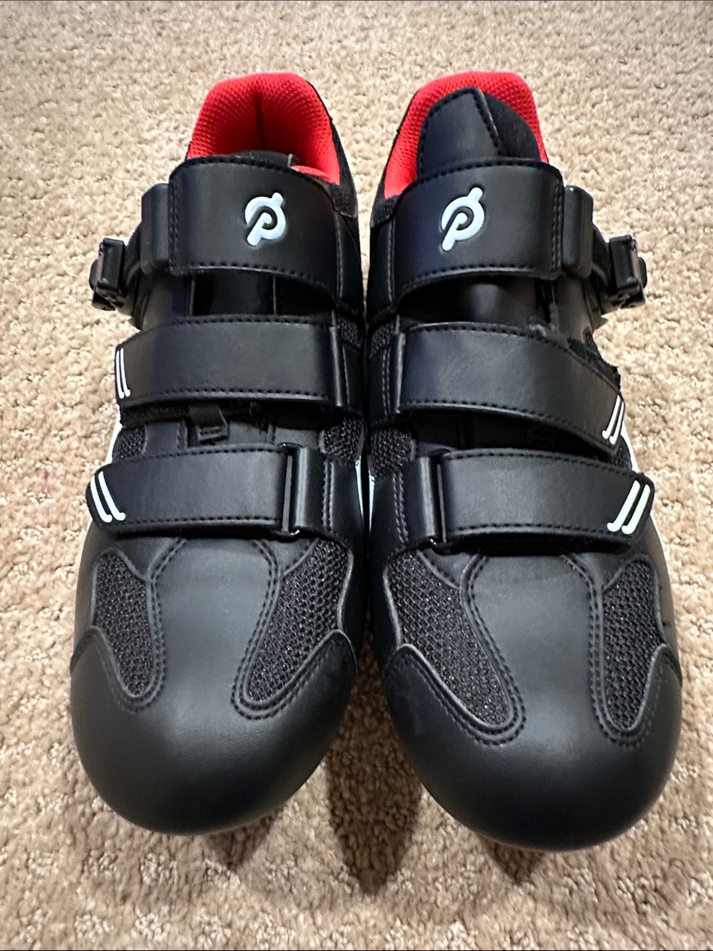 Peloton Black Cycling Shoes with Red Lining